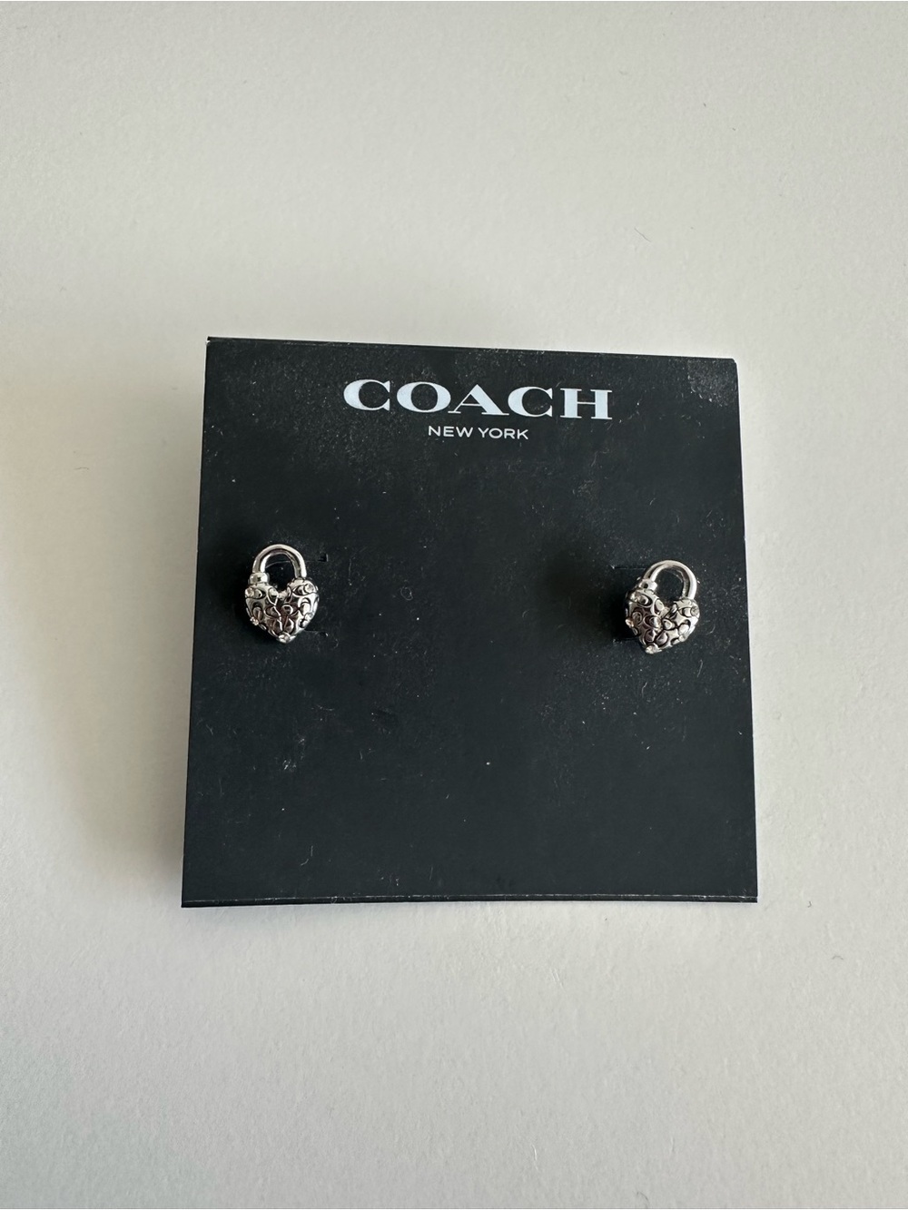 Coach NY Heart Lock Stud Earrings